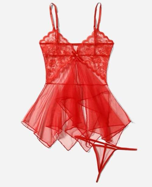 **New Stock Unpacked: Contrast Lace Sheer mesh lingerie with matching thong**