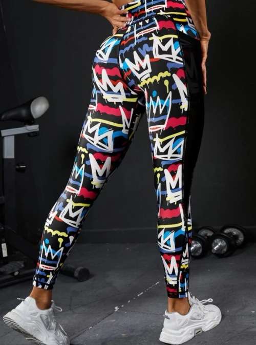 **80% Off Black Friday Sale : Letter graphic sports Leggings with side pockets**