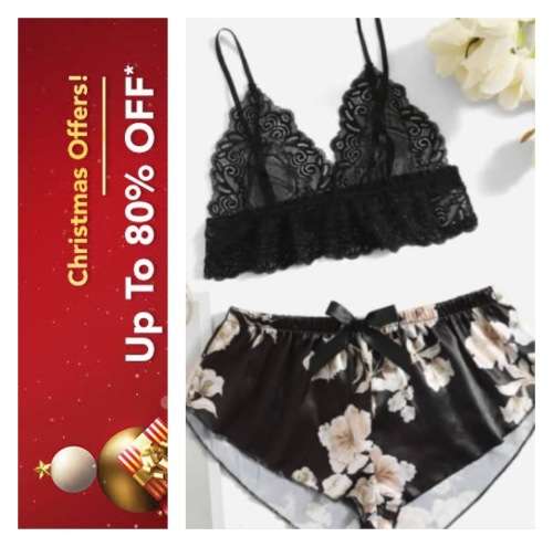 New Stock Unpacked : Floral Lace Satin lingerie set