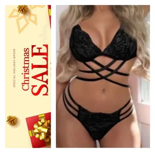 **R80 Xmas Sale : Criss Cross Ladder Floral Lace lingerie set**