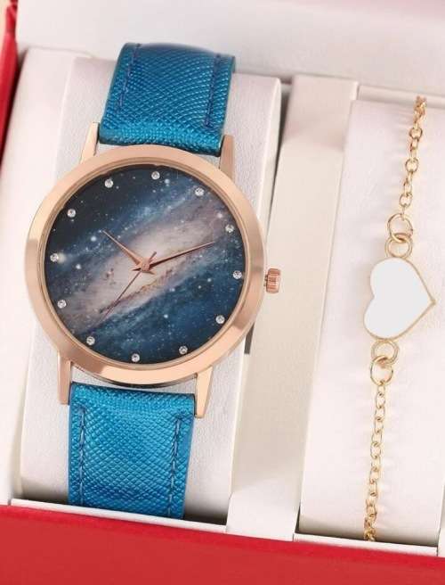**Valentines Day  Specials : Gorgeous 2pc Rhinestone watch with bracelet**
