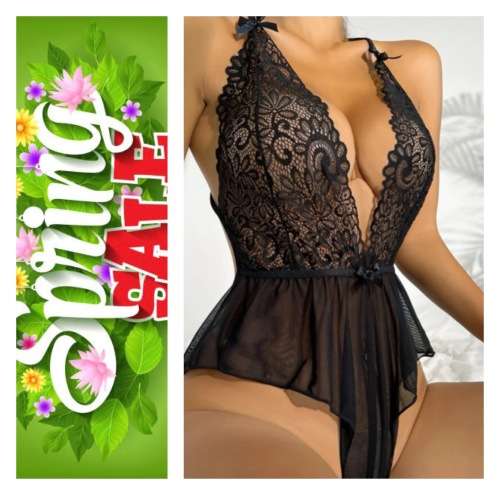 **New Stock Unpacked : Stunning lace backless halter teddy body suit**