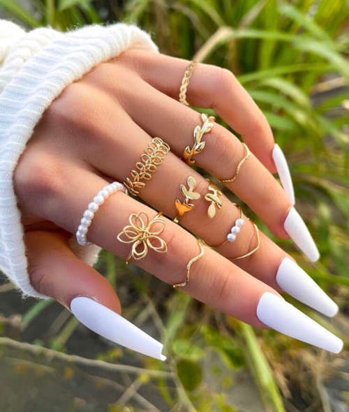 **Black November Sale : 60% off Pack of 10 leaf rings**