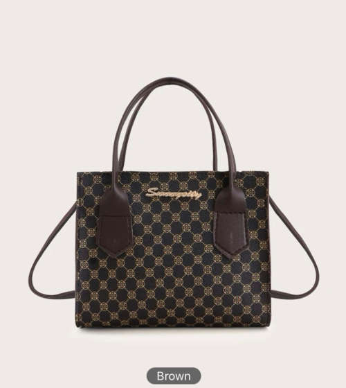 **Month End Sale : Geometric brown Print Multifunction Ladies handbag**