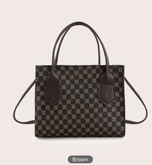**Month End Sale : Geometric brown Print Multifunction Ladies handbag**