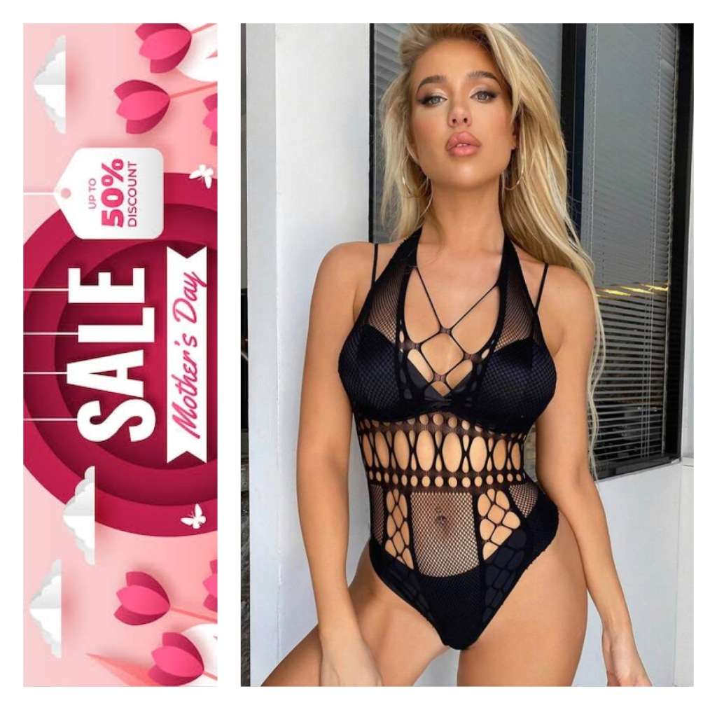 **New Mothers Day Stock just arrived : Stunning hollow out mesh bodysuit**