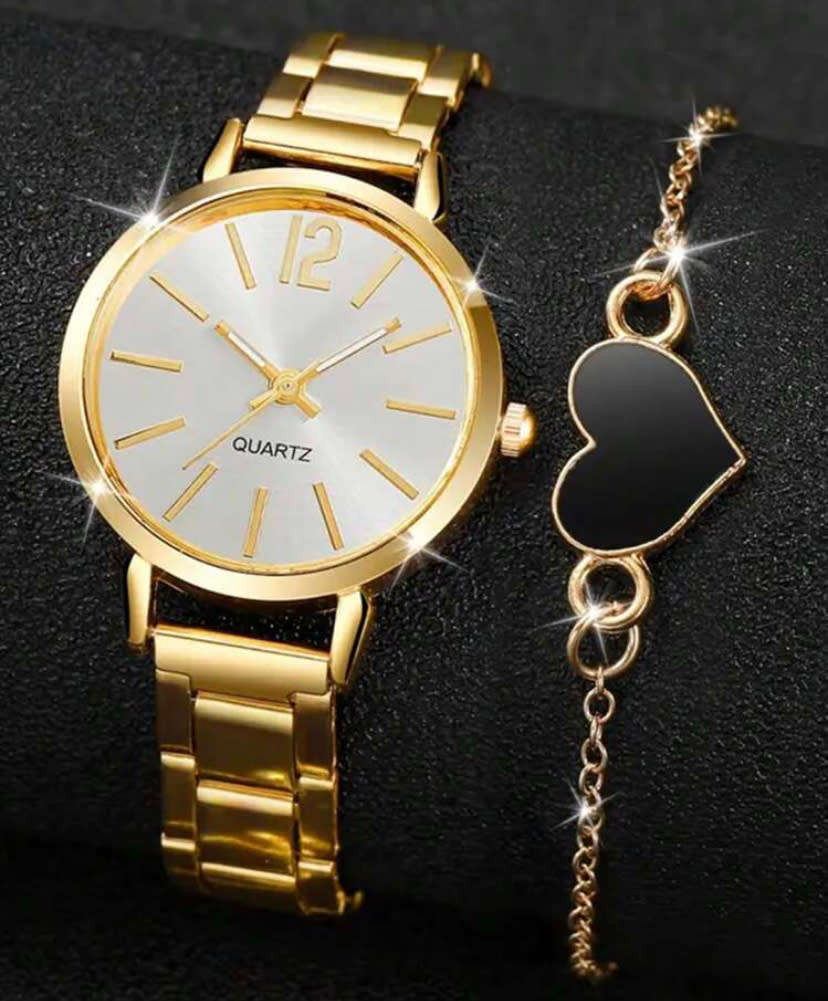 **Stunning Gold Quartz Watch and bracelet set  **