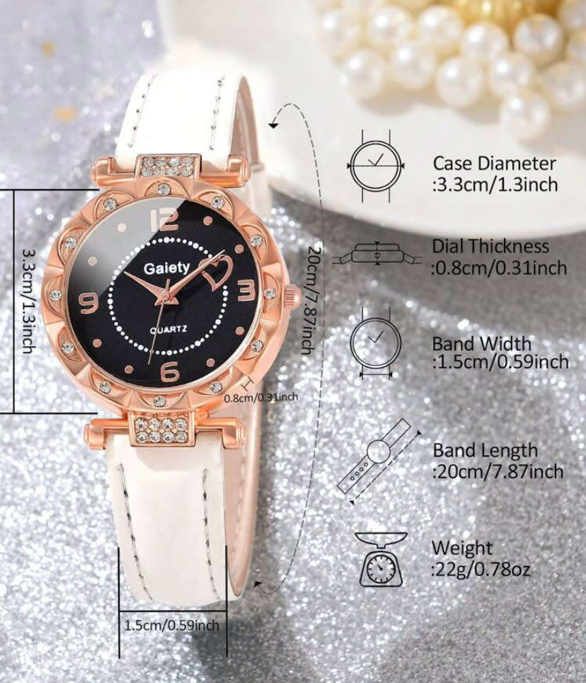 Gorgeous 4 Piece Watch, Necklace, Earrings and Bracelet Set