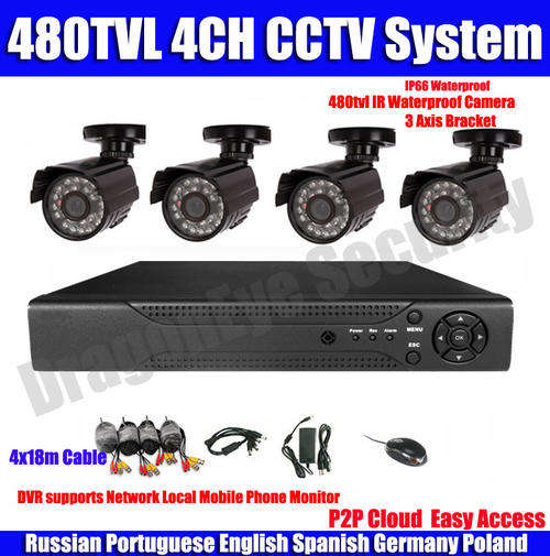 HDMI 4ch CCTV System 480TVL 4ch Full D1 CCTV DVR Recorder Outdoor IR CCTV Systems Security Camera Vi