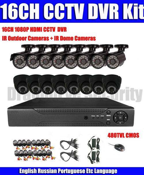 HDMI 16ch DVR Kit CCTV System 16pcs 480TVL Waterproof IR Indoor outdoor Cameras 16ch Security Camera