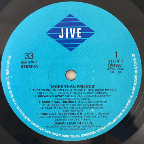 JONATHAN BUTLER, MORE THAN FRIENDS, NEAR MINT