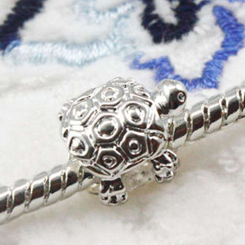 Tortoise Sterling Silver Plated European Style Charm Bead (NOT cheap alloy - NO Nickel)
