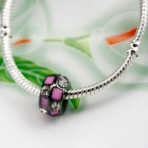 Sparkle Stone Sterling Silver Plated European Style Charm Bead (NOT cheap alloy - NO Nickel)