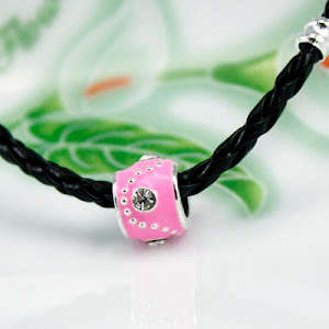 Pink Enamel Sterling Silver Pandora Style Bead (NOT cheap alloy - NO Nickel)