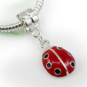 Red Ladybird Sterling Silver Plated European Style Charm Bead (NOT cheap alloy - NO Nickel)