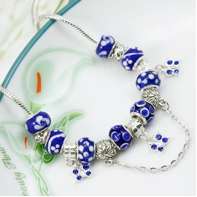 Blue Butterfly Sterling Silver Plated Bead Charm Necklace (NOT cheap alloy - NO Nickel)