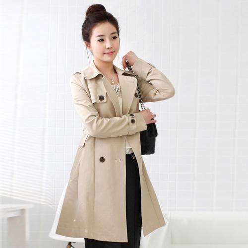 Beige Turn-down Collar Coat