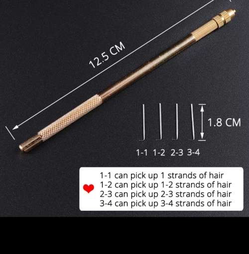 4pcs ventilation needles + 1 brass holder for Wigmaking Repair Lace wigs Toupee Knotting hook