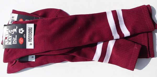 3 x Marroon Soccer Socks  :: CLEARING