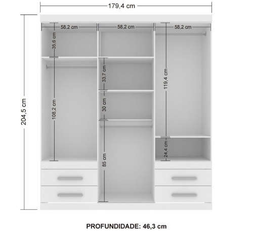 Wardrobe 6 Doors and 4 Drawers