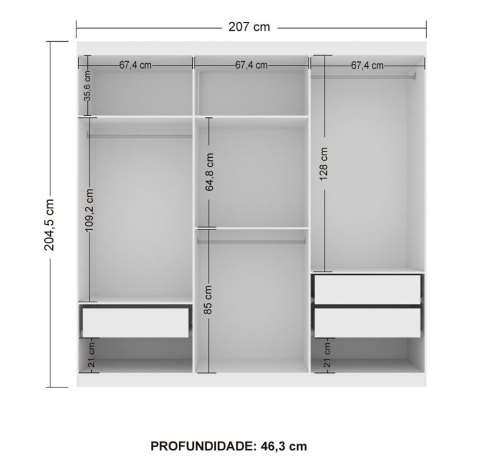 Wardrobe 6 Doors and 3 Drawers