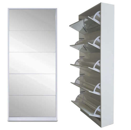 5 door mirror shoe cabinet
