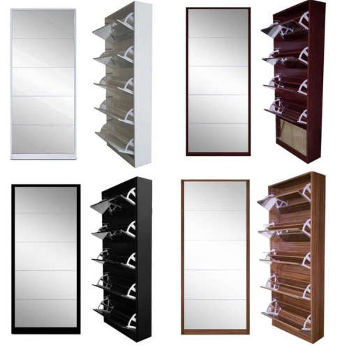 5 door mirror shoe cabinet