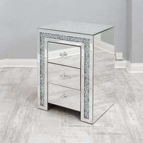 Diamond 3 Draw Mirror Pedestals Border