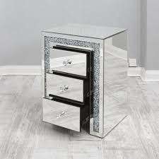 Diamond 3 Draw Mirror Pedestals Border
