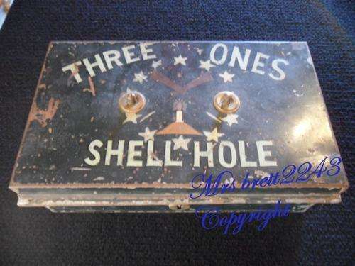Collectable Three Ones Shell Hole Money Tin WITH KEY ~ R1 START