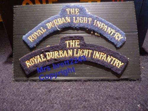 The Royal Durban Light Infantry Shoulder Title Set (Cloth)