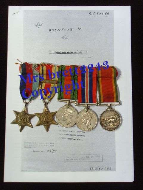 WW2 Grouping of 5 Medals WITH Research ~ Cpl. Nicholas Avontuur