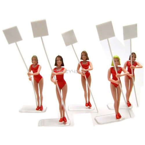 5 Articulated Gridgirls w/ Flags