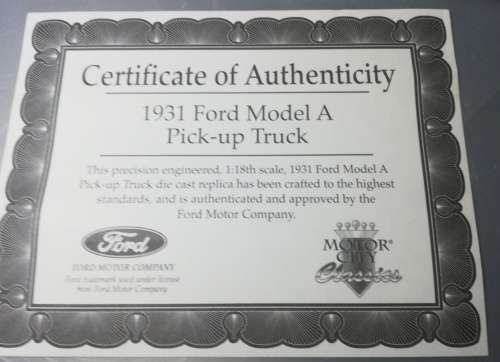 FORD MODEL A PICK UP "BLACK" 1931