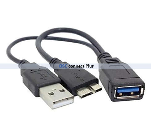 USB 3.0 Female to Micro USB 3.0 Male + USB 2.0 Male Power Connector OTG Cable (Black)..!