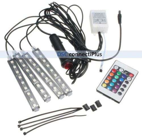 4 Pcs SMD 5050 Auto Car LED RGB Interior Floor Decorative Atmosphere Lights w/ Remote Control..!