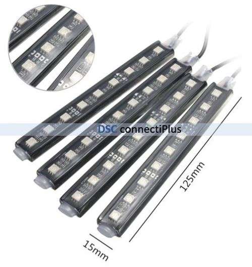4 Pcs SMD 5050 Auto Car LED RGB Interior Floor Decorative Atmosphere Lights w/ Remote Control..!