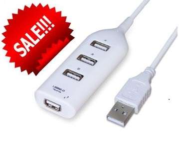 <SALE> Mini Portable White 4-Port USB 2.0 High-Speed Hub..!