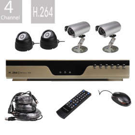 4-Channel H.264 CCTV DVR Kit with 4 Night Vision CMOS Cameras..!