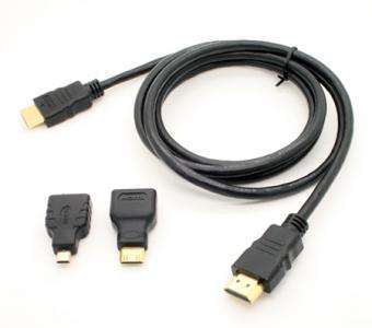 |ON SALE| HDMI Male to Male Cable + HDMI Female to Micro HDMI / Mini HDMI Male Adapters (Black)..!