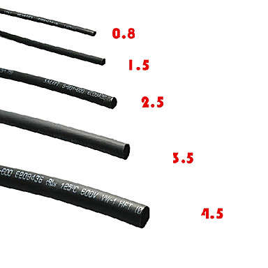 1m Black Heat Shrink Tubing - Five Size Pack (0.8/1.5/2.5/3.5/4.5mm)..!