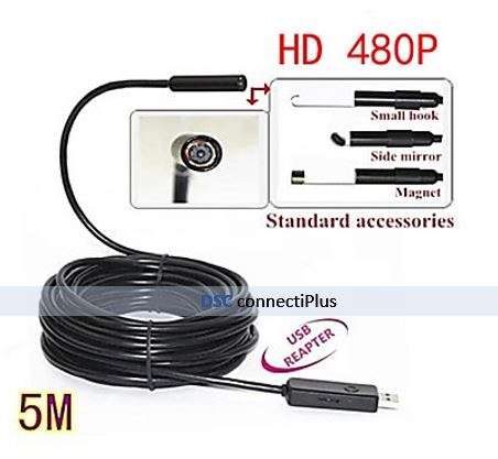5M Mini USB HD 480P Endoscope Borescope 10mm Lens 4 LED IP67 Waterproof Inspection Camera (Black)..!
