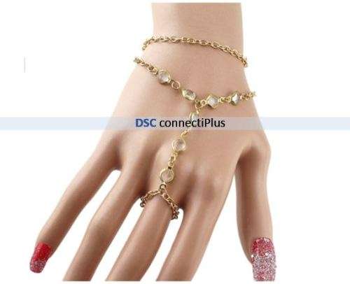 Fashion Design Pulseira de Ouro Crystal Bijoux Double Layer Slave Bracelet for Women (Gold)..!