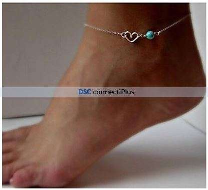Fashionable Women's Alloy Heart Shape Anklet with Gem (1 Piece, Golden)..!