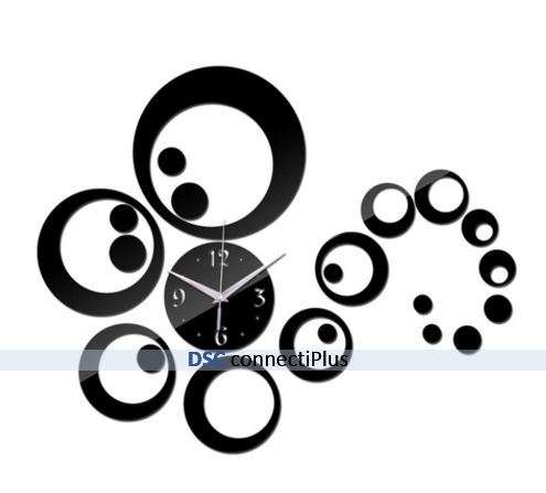 European Acrylic Mirror 3D Stickers Home Decor Large Poster Wall Clock (Black)..!