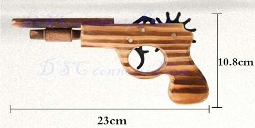 Kids Toys Wooden Toy Gun Classic Playing Rubber Band Pistol Elastic Band Launcher (Brown)..!