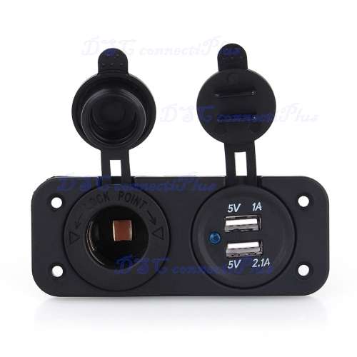 12V Dual USB Car Cigarette Lighter Socket Charger Power Adapter Outlet Accessory (Black)..!