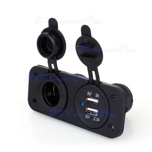 12V Dual USB Car Cigarette Lighter Socket Charger Power Adapter Outlet Accessory (Black)..!