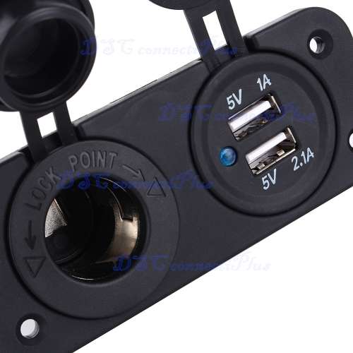 12V Dual USB Car Cigarette Lighter Socket Charger Power Adapter Outlet Accessory (Black)..!