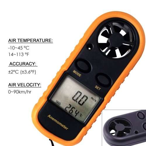 Digital LCD Wind Speed Gauge Sport Mini Anemometer Thermometer Pocket Handheld Meter (Black/Yelow)!!